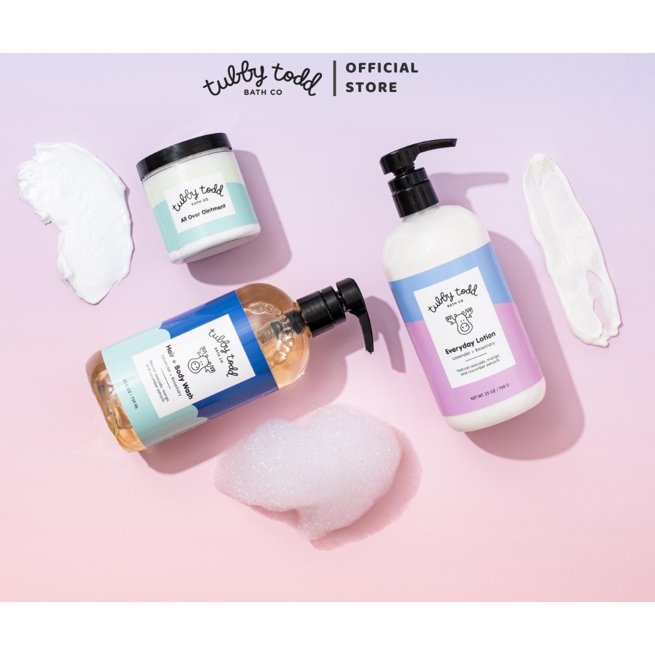 Bộ 3 sản phẩm tắm gội, dưỡng ẩm Tubby Todd cho da chàm thể tạng, viêm da cơ địa