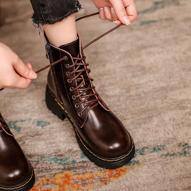 Combat boots - Boots da bò nữ kiểu dáng quân đội