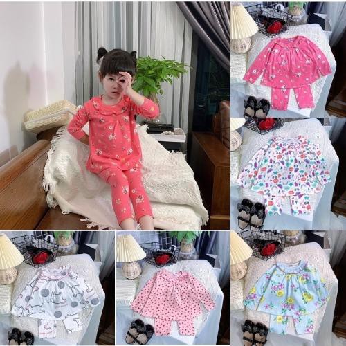 Bộ quần áo dài tay bé gái 8 - 22kg chất cotton xuất dư cực đẹp, dáng xòe babydoll, màu đẹp rất xinh