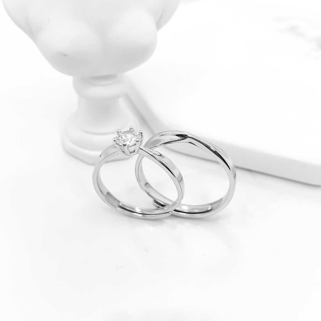 Nhẫn Đôi Bạc S925 Everlasting NDARJ8456. Nhẫn Cặp Đôi Bạc Nam Nữ Tình Yêu 20Silver
