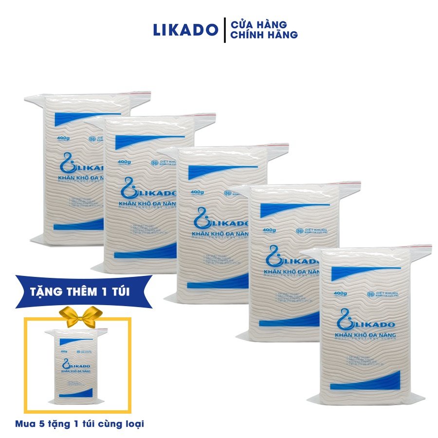 Khăn khô đa năng LIKADO cho bé 400g kích thước 15x20cm (MUA 5 TĂNG 1)