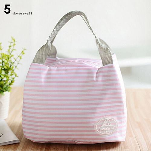 Túi đựng cơm trưa bằng vải kết hợp lá tin giữ nhiệt họa tiết xinh xắn tiện dụng