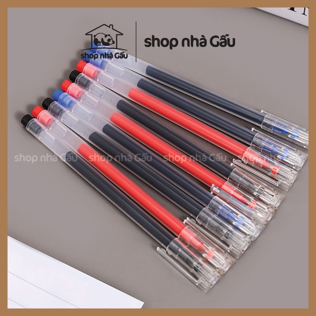Bút gel ngòi 0.5mm dung lượng lớn mực màu đen đỏ xanh - Shop Nhà Gấu