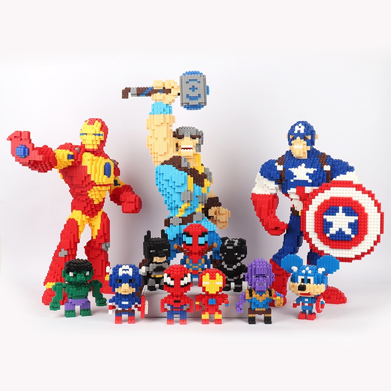 BST mô hình Marvel mini Captian Americ Hapi Toys - Đồ chơi lắp ráp nhân vật Siêu anh hùng Iron Man Spiderman Batman