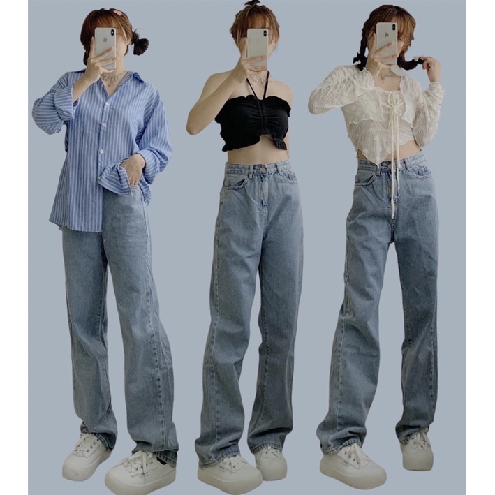 Quần jean ống suông màu xanh nhạt 865