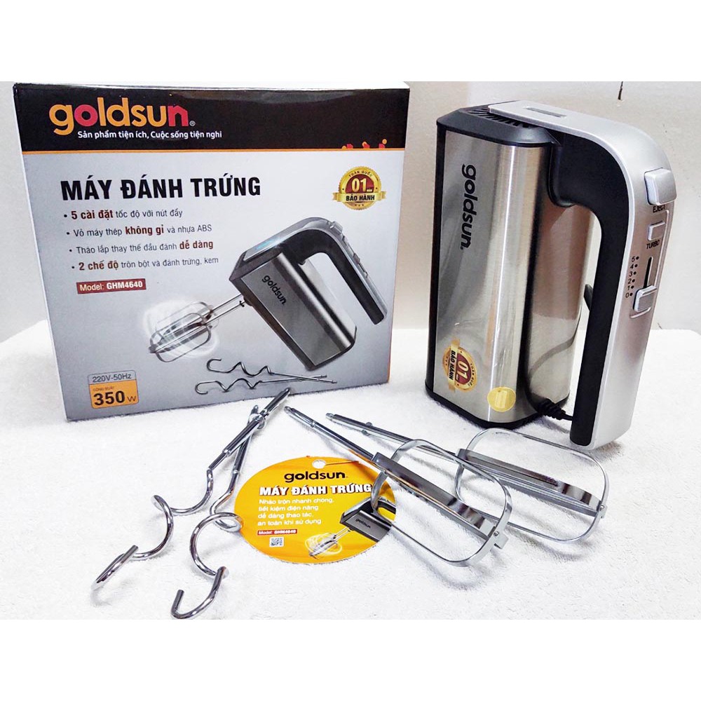 Máy đánh trứng cầm tay Goldsun GHM4640 công suất 350W - Bảo hành 12 tháng chính hãng