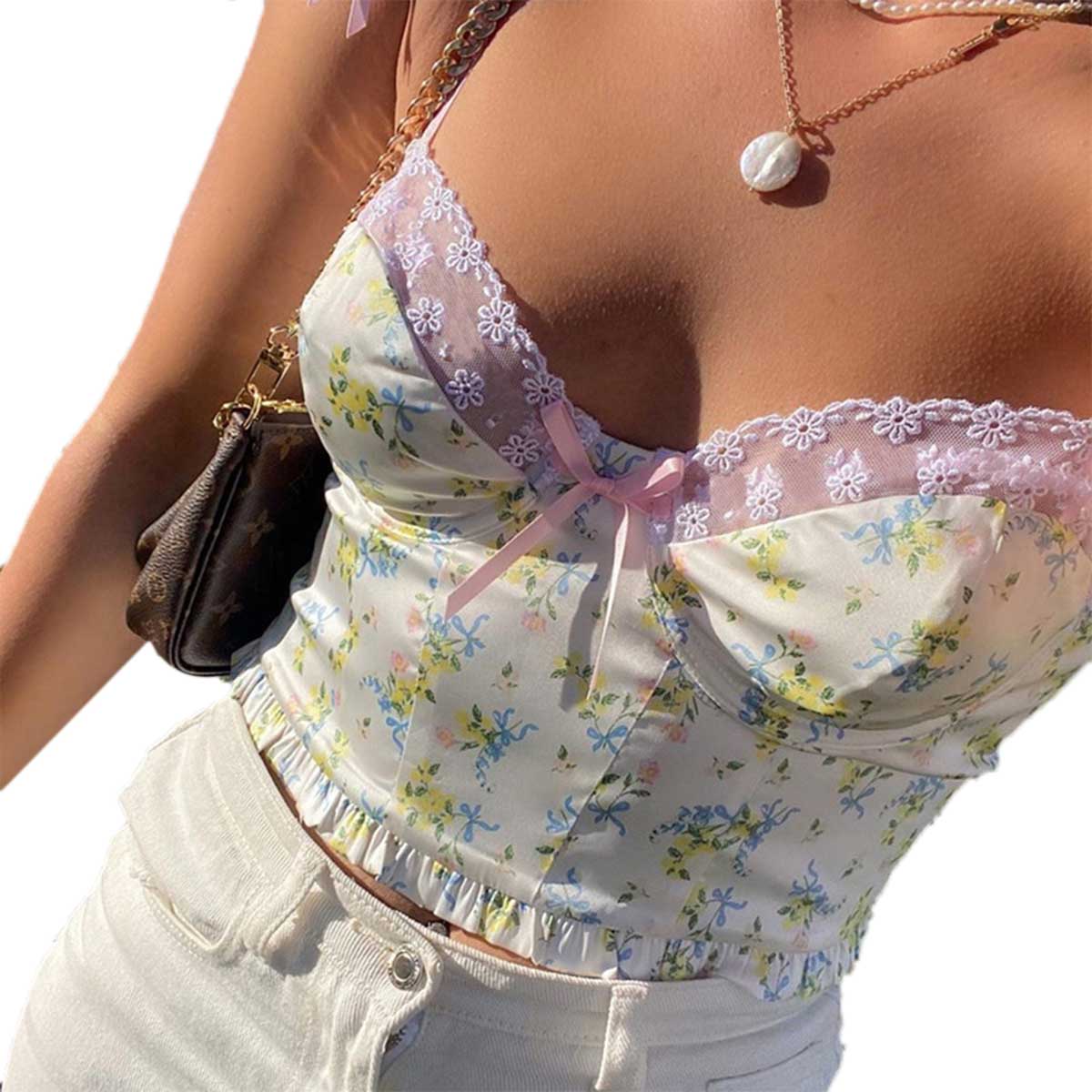 Áo Dây Cổ Chữ V Phối Ren Thời Trang Cho Nữ | BigBuy360 - bigbuy360.vn