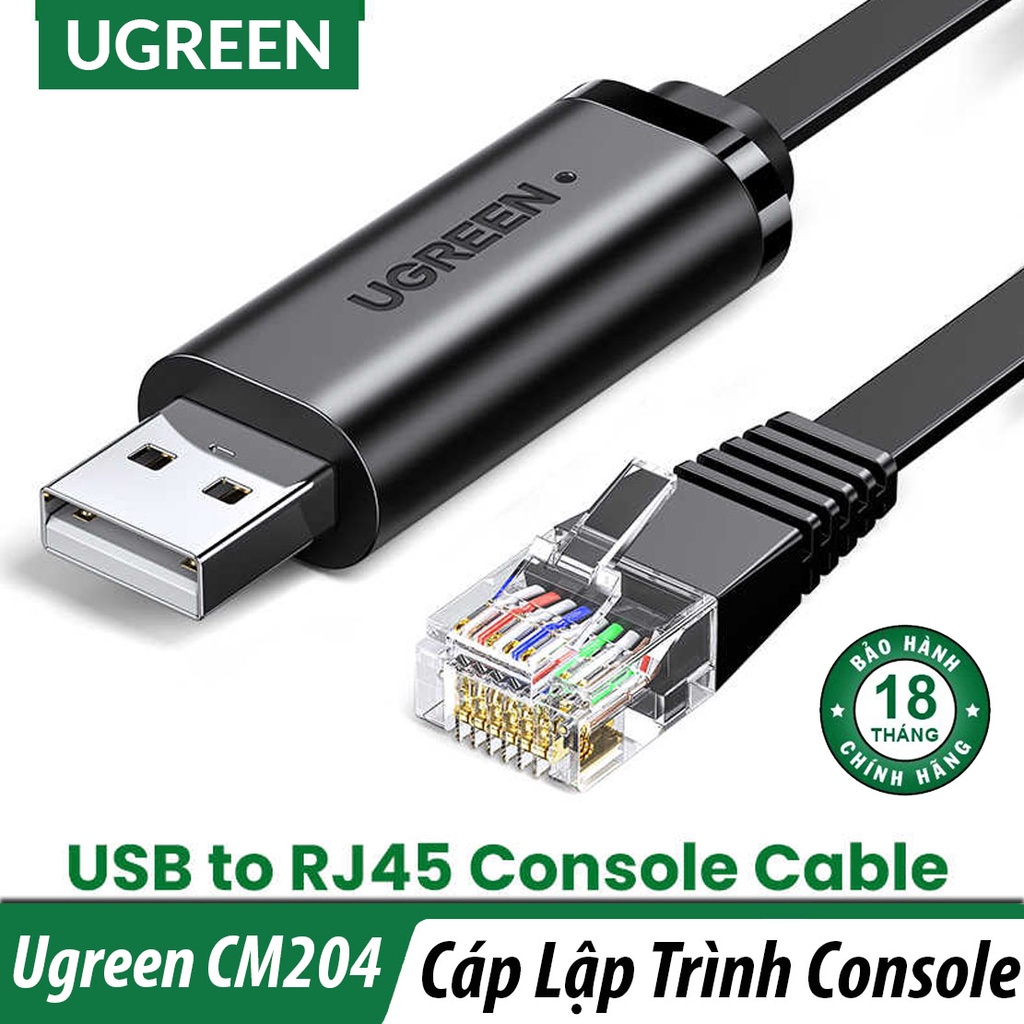 Cáp Lập Trình Console USB C To RJ45 FTDI Ugreen CM204 Dài 1,5m - Hàng Chính Hãng - BH 18 Tháng Đổi Mới