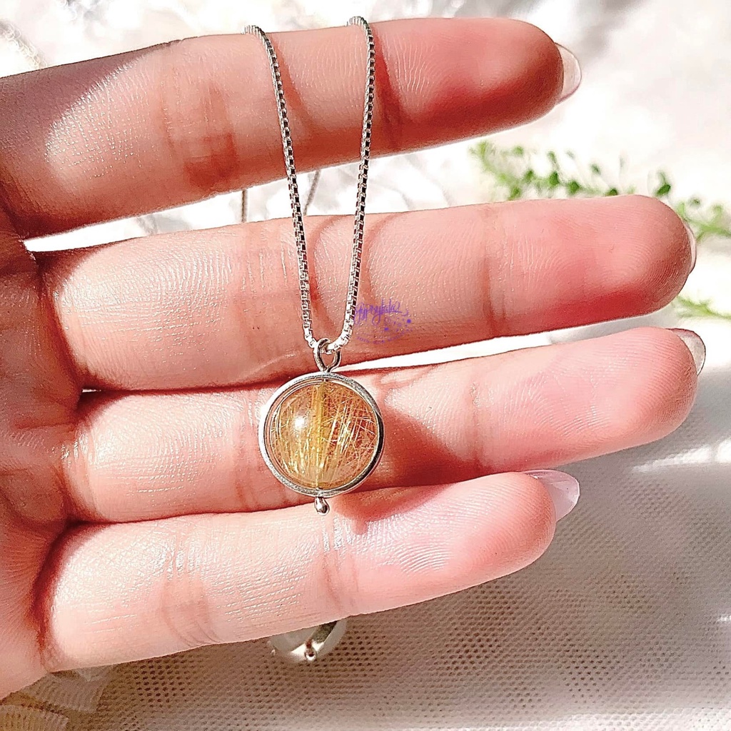 Dây Chuyền Khung Bạc 925 Đá Thạch Anh Tóc Vàng May Mắn Tài Lộc SP003223 Gypsy.lala