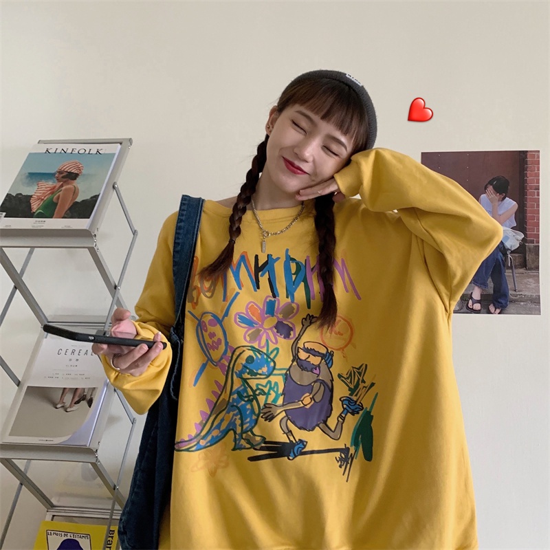 Áo Nỉ Nữ Dài Tay Cổ Tròn Thời Trang Hàn Mới