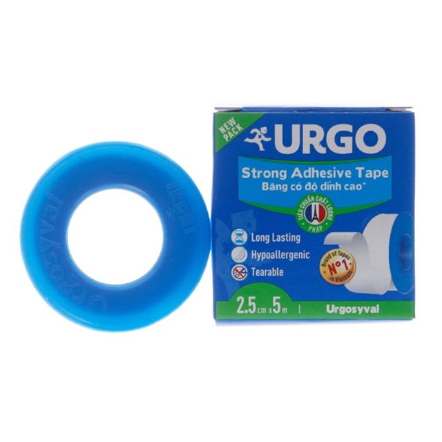 Băng keo lụa Urgo syval / Urgosyval 2.5cm x 5m (Lớn) - Nền vải lụa, độ dính cao, dán chắc, thông thoáng, dễ xé