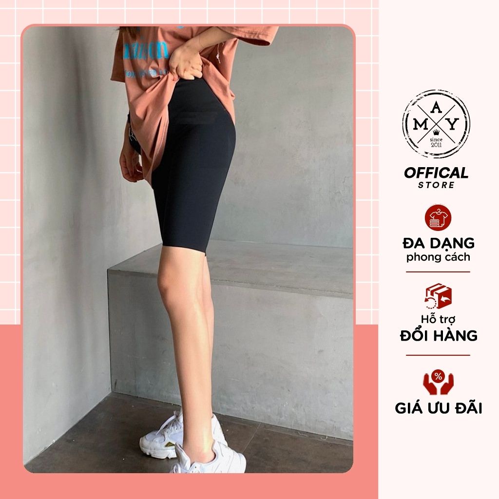 Quần Legging Đùi Thái MAY.SINCE2011 Cạp Cao Dáng Ôm Freesize, Chất Vải Umi Co Giãn Mềm Mịn