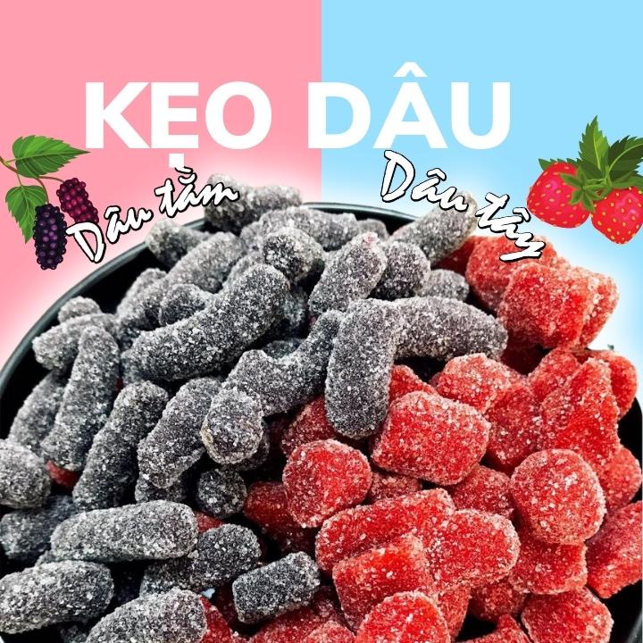 Kẹo Dâu Tây Dâu Tằm Thiên Đường Ăn Vặt Kẹo Dâu Mix Đường Đồ Ăn Vặt Vị Chua Mềm Dẻo Đà Lạt