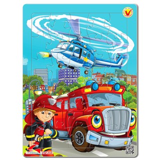 Tranh xếp hình Tia Sáng 30 mảnh - Trực thăng và xe cứu hỏa - MSP: 030-153