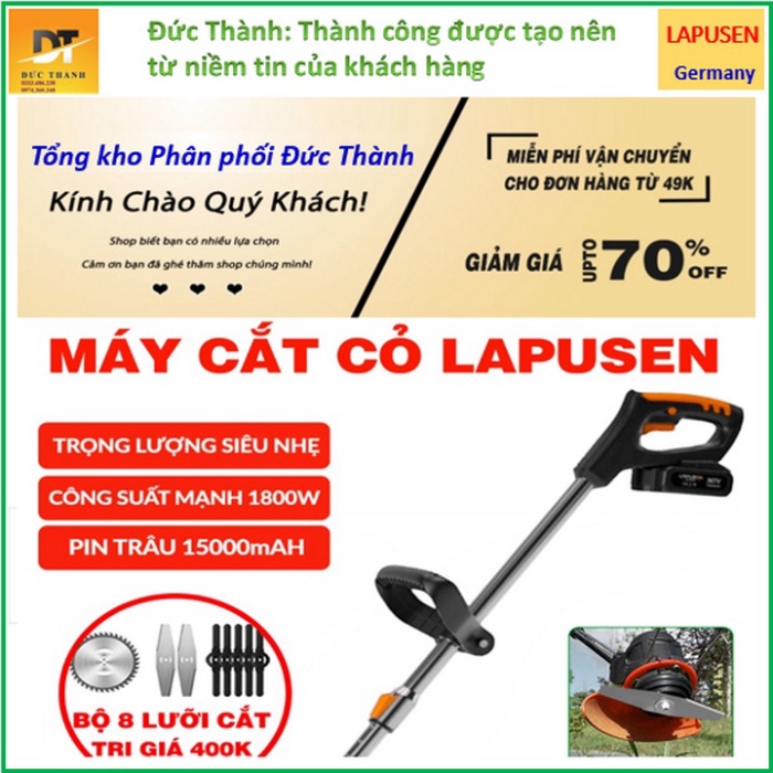 Siêu hot Máy cắt cỏ, tỉa cành cầm tay LAPUSEN 118V pin khủng 15 cell... Hàng nhập khẩu Đức.