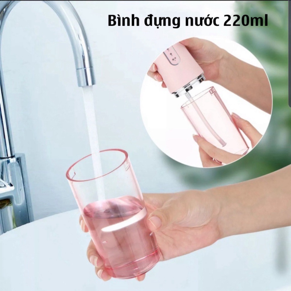 Máy tăm nước cầm tay - Tăm nước xịt vệ sinh làm sạch kẽ răng miệng công nghệ Châu Âu, 3 chế độ xịt chuẩn nha khoa
