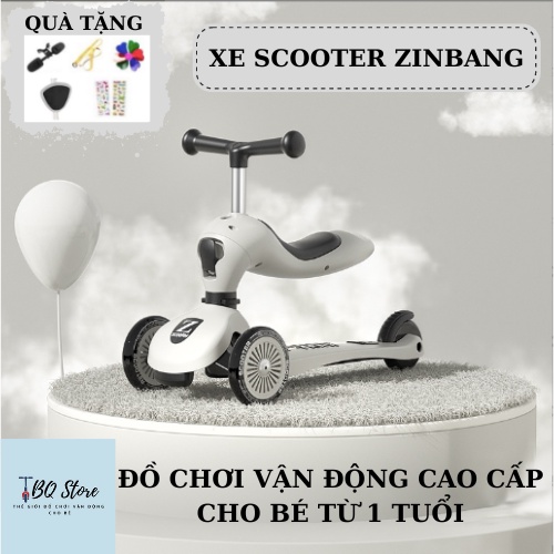 Xe Scooter Xe Trượt Chòi Chân Cho Bé ZINBANG Kèm Phụ Kiện, Bánh Xe Phát Sáng