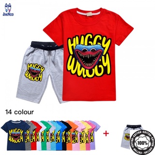 Poppy playtime set áo thun tay ngắn in chữ + quần dài cho bé poppy playtime huggy wuggy
