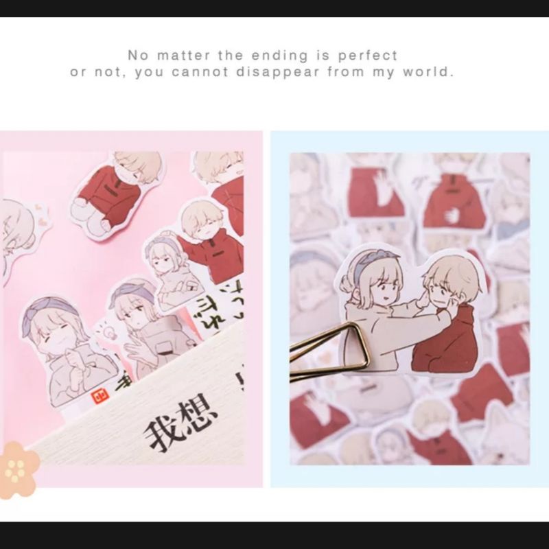 STICKER đôi nam nữ hộp 45 miếng dán trang trí sổ tay, ốp lưng điện thoại - S03