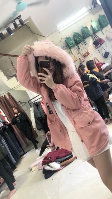 Áo kaki lót lông hồng