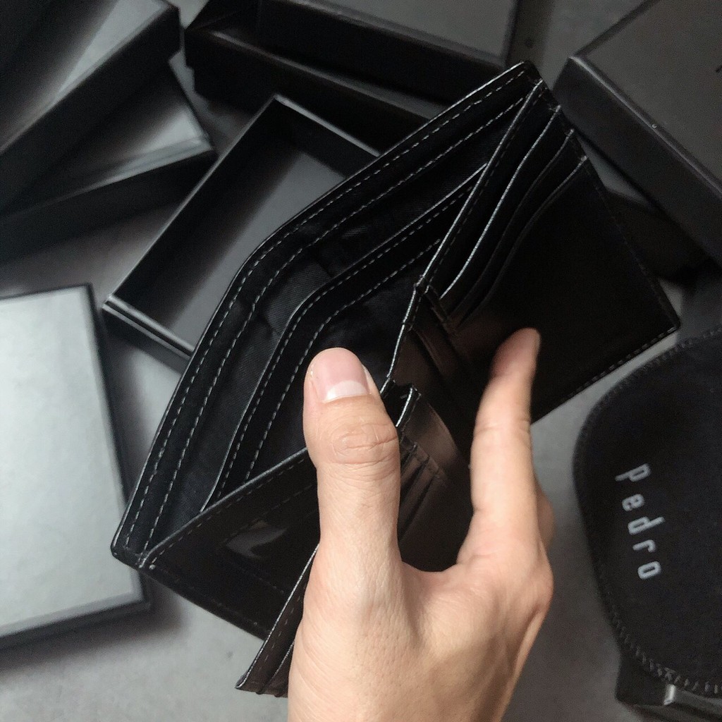 Ví nam đứng Pedro da đẹp xịn, có ngăn ảnh full box túi giấy hãng