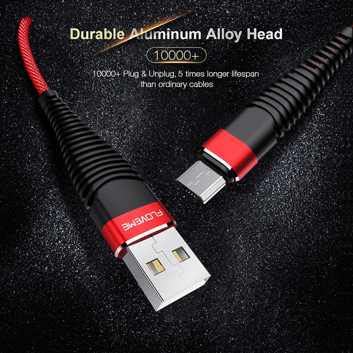 Dây sạc điện thoại chất liệu nylon dài 1m thiết kế cổng Micro USB tiện dụng