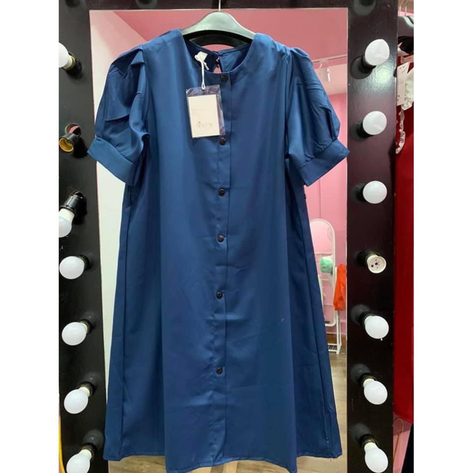 Đầm bầu bigsize, váy tay ngắn lụa cao cấp ⚡Thời trang bigsize - thời trang bầu⚡ váy xanh đẹp, hàng xuất dư VNXK