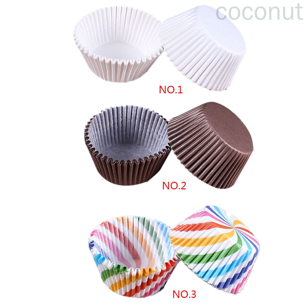 Set 100 Cốc Giấy Đựng Bánh Nướng Nhiều Màu Sắc Chống Dầu Tiện Dụng
