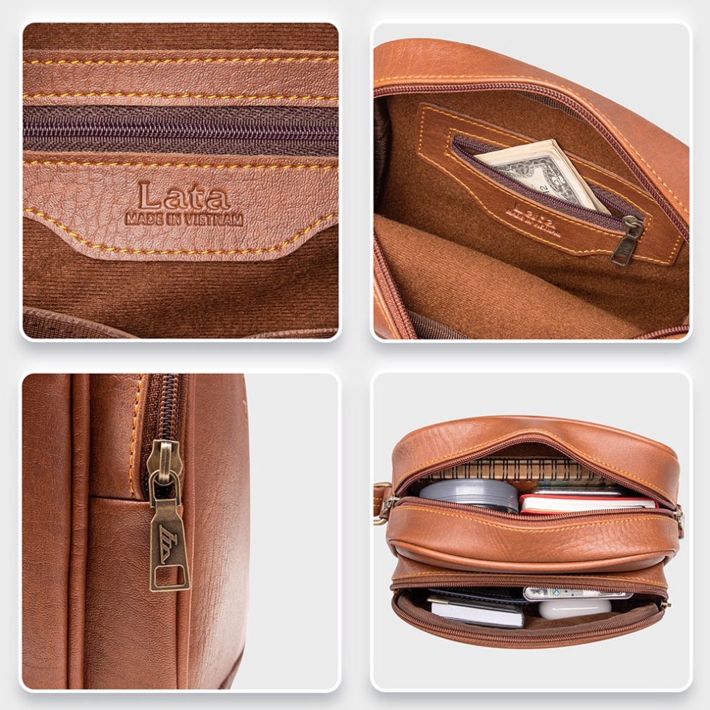 Túi đeo chéo nam ngăn đôi dáng ngang lịch lãm LATA TN20 - Bảo hành trọn đời