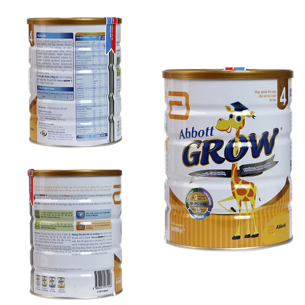 Sữa bột Abbott Grow 1,2,3,4 900g