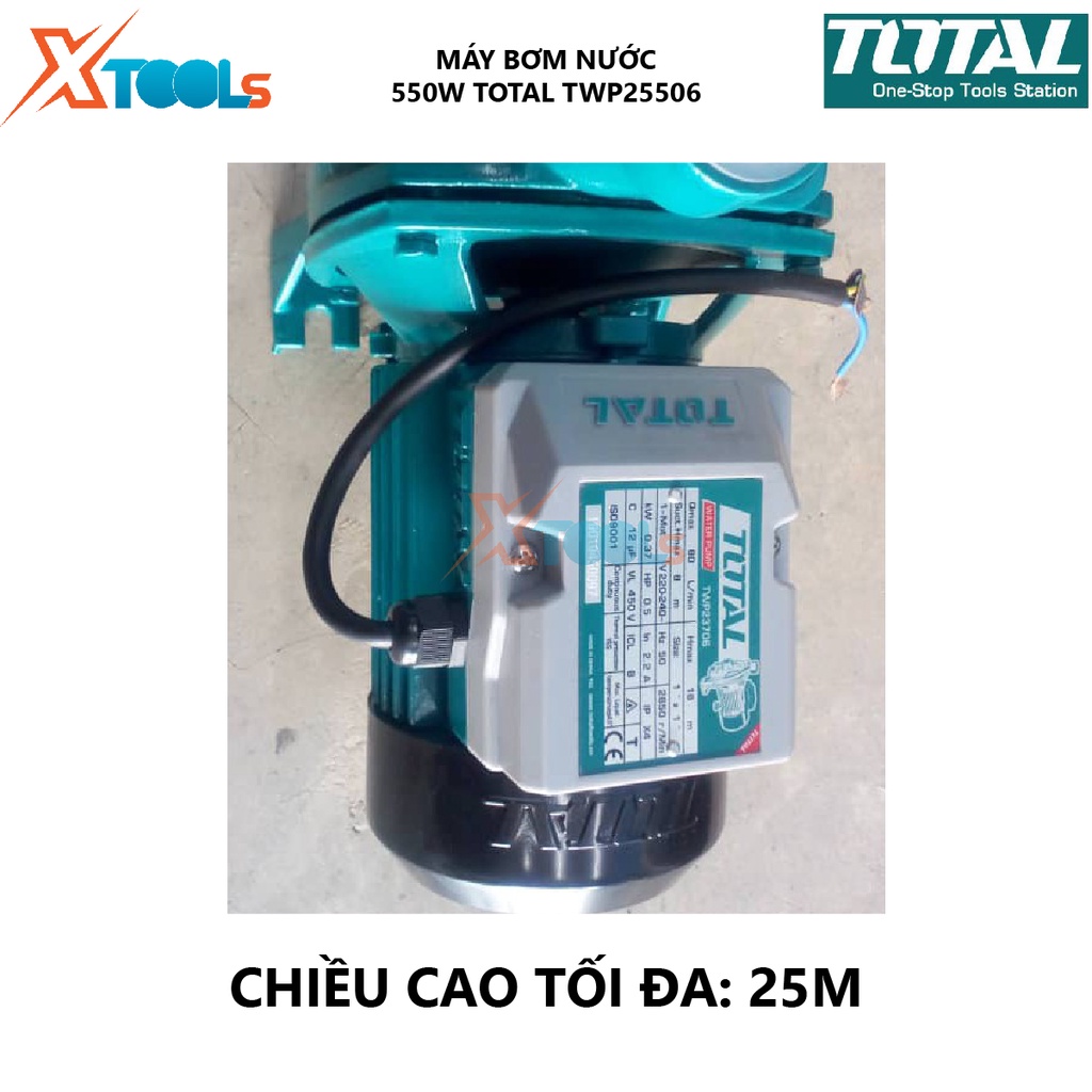 Máy bơm nước TOTAL TWP25506 Máy bơm nước dùng điện Công suất 550W (0.75HP) Chiều cao bơm25 mét tăng áp lực đường nước