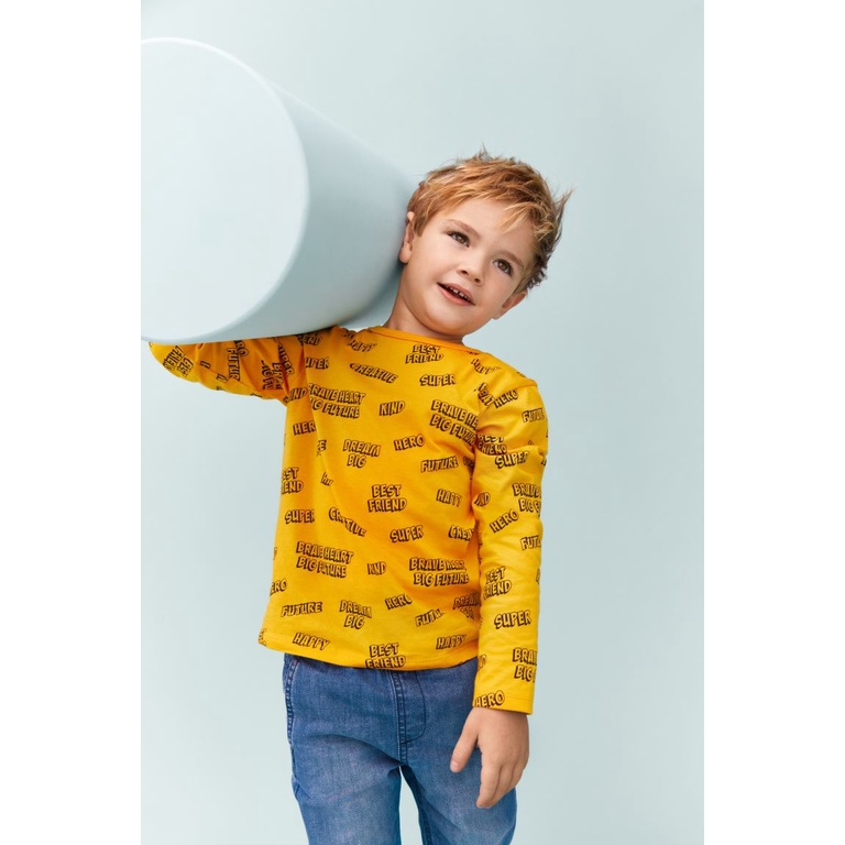 Áo phông vàng dài tay HM H&amp;M sz 2-4y_hàng chính hãng authentic
