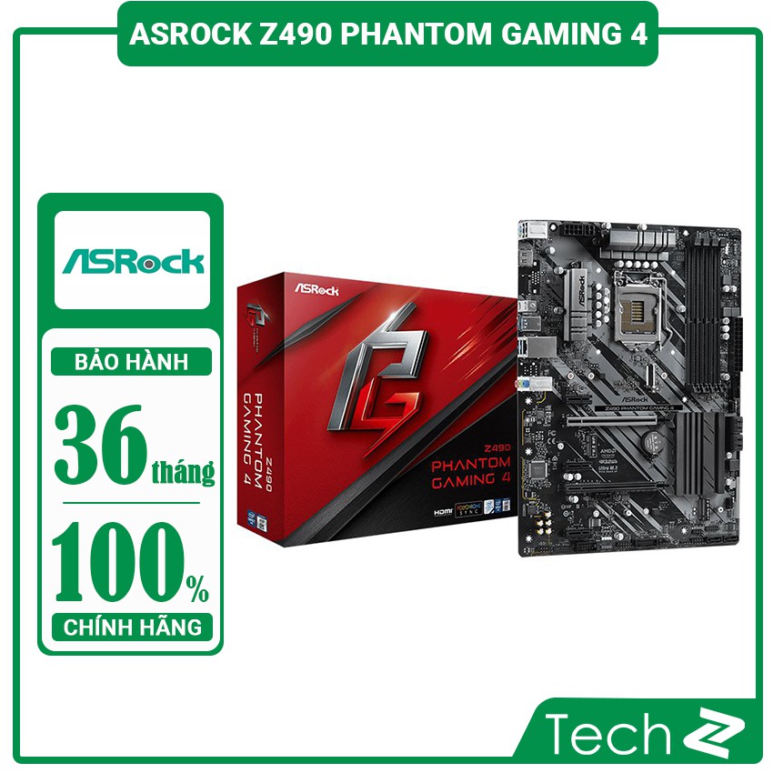 Mainboard ASROCK Z490 PHANTOM GAMING 4 (Intel Z490, Socket 1200, ATX, 4 khe Ram DDR4)