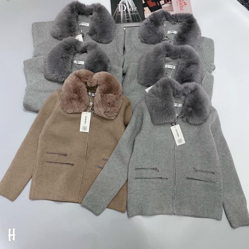 Áo khoác dạ cổ lông hàng QCL1