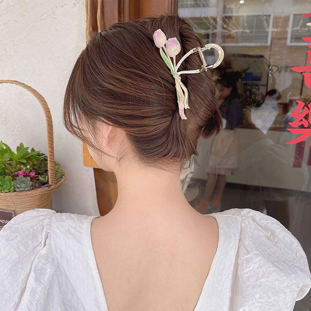 Kẹp Tóc Càng Cua Hình Hoa Tulip Ngọt Ngào Thời Trang Cho Bạn Gái
