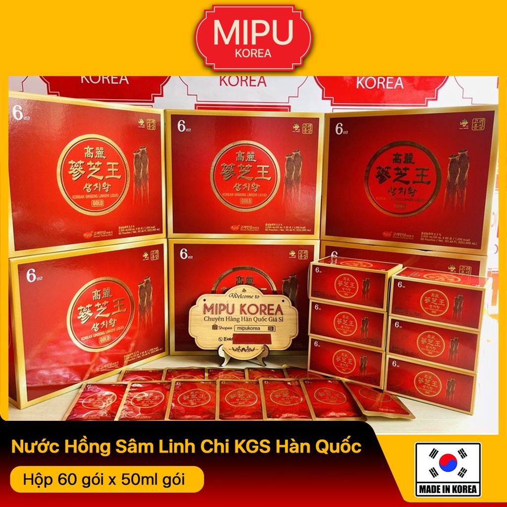 Nước Hồng Sâm Linh Chi KGS Hàn Quốc Hộp 60 gói x 50ml gói