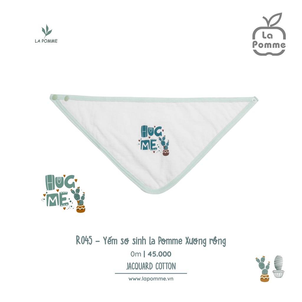 [CHÍNH HÃNG] Yếm sơ sinh xương rồng trắng/mint R045 La Pomme