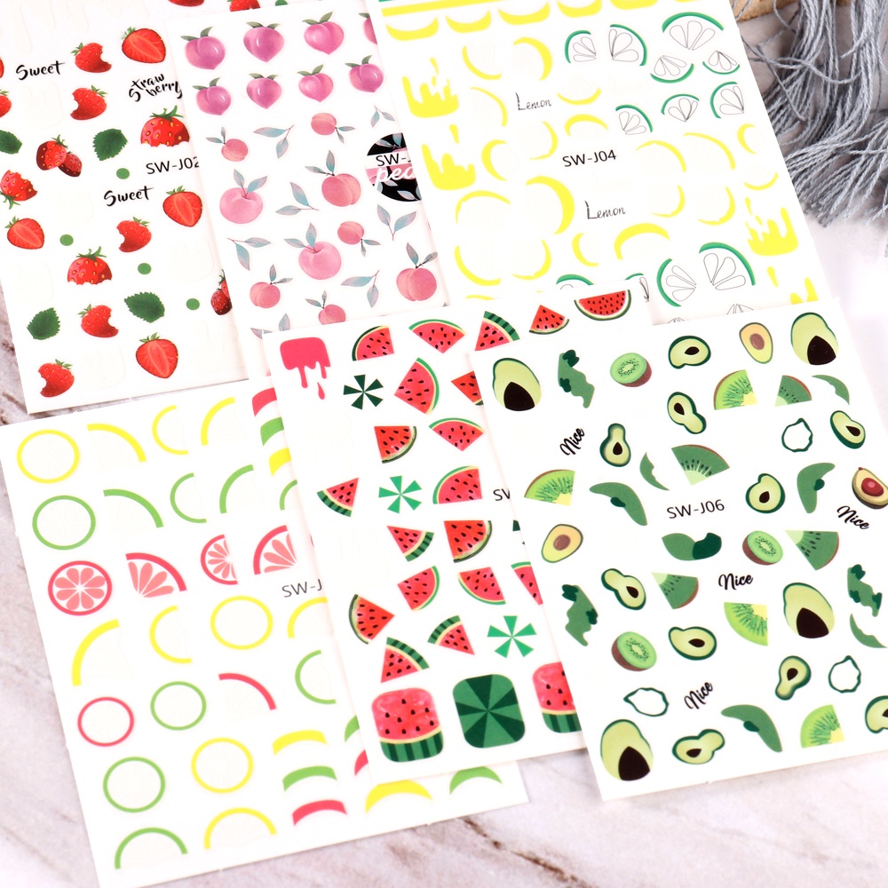 Bộ Sticker Dán Trang Trí Móng Tay Hình Trái Cây 3D