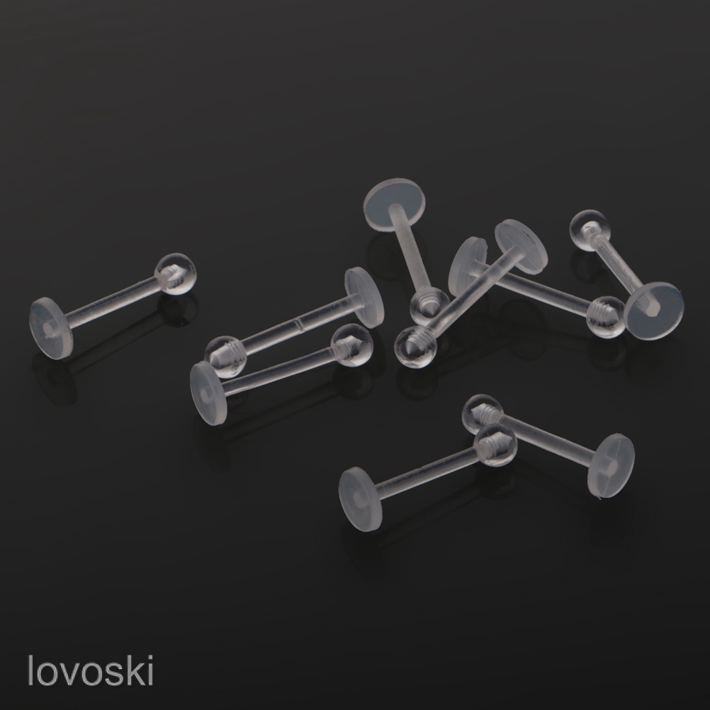 Set 10 Khuyên Lưỡi Bằng Acrylic Trong Suốt Cá Tính