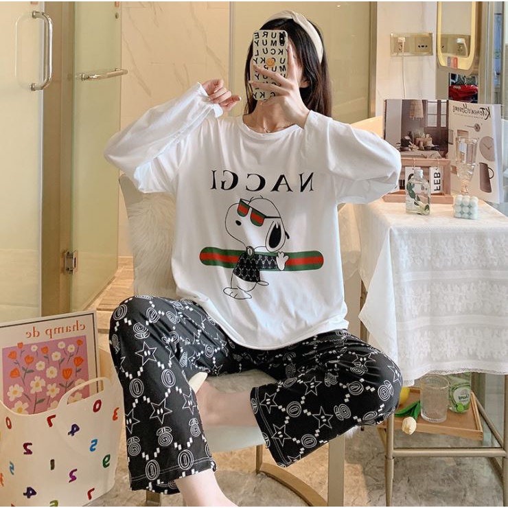 Đồ Ngủ Nữ Dài Tay Đồ Bộ Nữ Cao Cấp Thu Đông Cotton ELINA DN01 | BigBuy360 - bigbuy360.vn