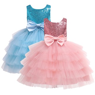 Kids Girls Princess Bridesmaid Pageant Sequin Gown Birthday Party Wedding Dress