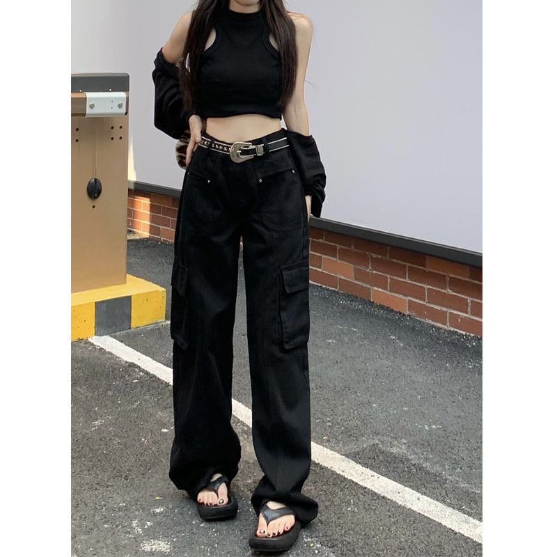 Quần Dài Dáng Rộng Phối Túi Thời Trang Mùa Thu Cho Nữ