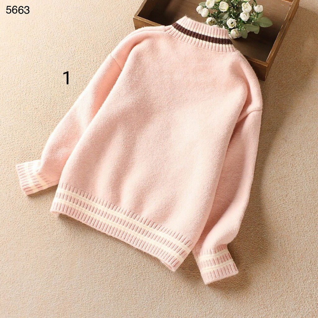 Áo len bé gái phối bèo size đại 8-12 tuổi