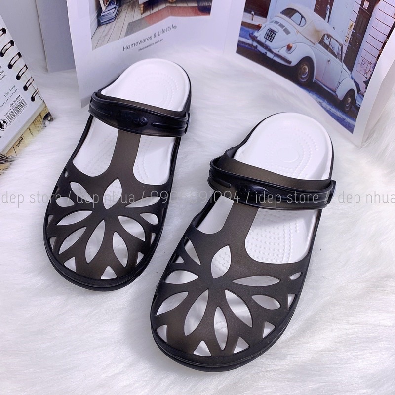 𝐢𝐃É𝐏 𝐆𝐋𝟎𝟐𝟐 Giày sục nhựa dẻo đi mưa bít mũi EVA siêu nhẹ chống nước thoáng khí - Sandal ngư dân cao 3cm cho nữ