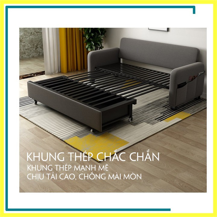 GIƯỜNG SOFA GẬP GỌN GỌN THÀNH GHẾ,NỆM CAO SU ĐA NĂNG TIỆN DỤNG KT 1m6x1m92- TOPSKY