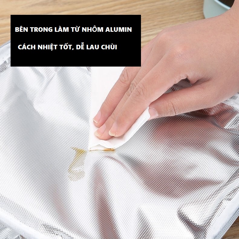 Túi giữ nhiệt đựng cơm, túi đựng hộp cơm 2 TẦNG văn phòng chống thấm nước có quai xách tiện dụng