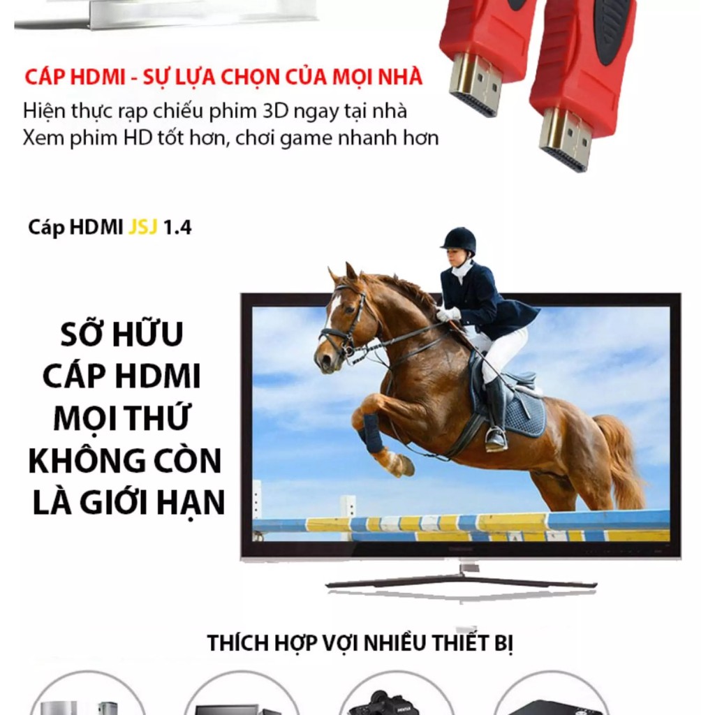 Cáp HDMI 1.4 dài 15m thân dây đúc liền mạch đấu nối mạ vàng lớp nhựa PVC bảo vệ chống chịu được va đập chất lượng