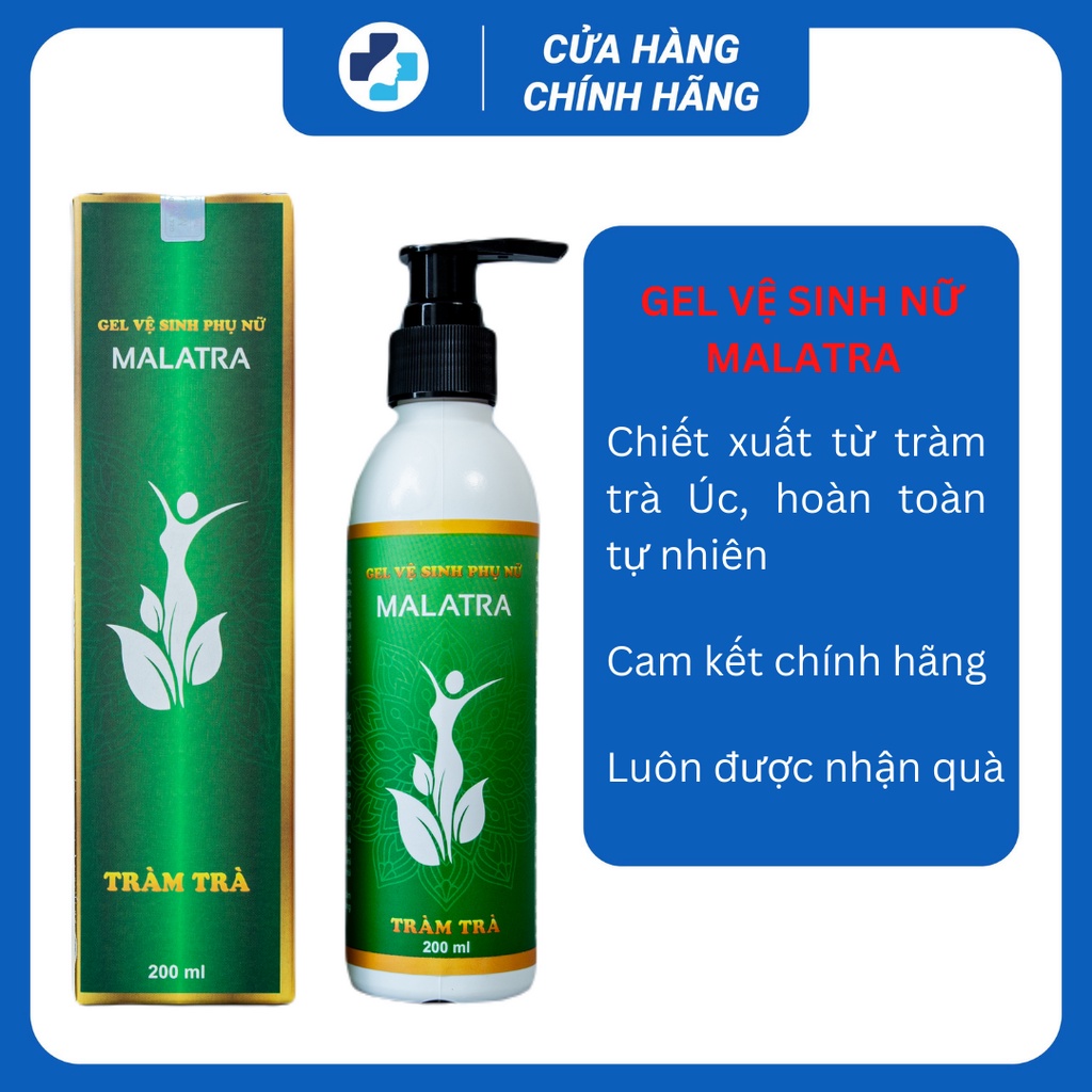 Dung dịch vệ sinh phụ nữ MALATRA, nước rửa phụ khoa chiết xuất từ tràm trà Úc (200ml)