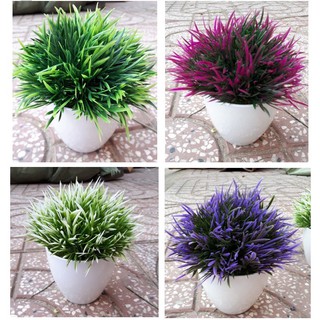 Trang trí nội thất Hoa giả Cây nhỏ nhân tạo trong chậu nhỏ - Cỏ giả 2 màu