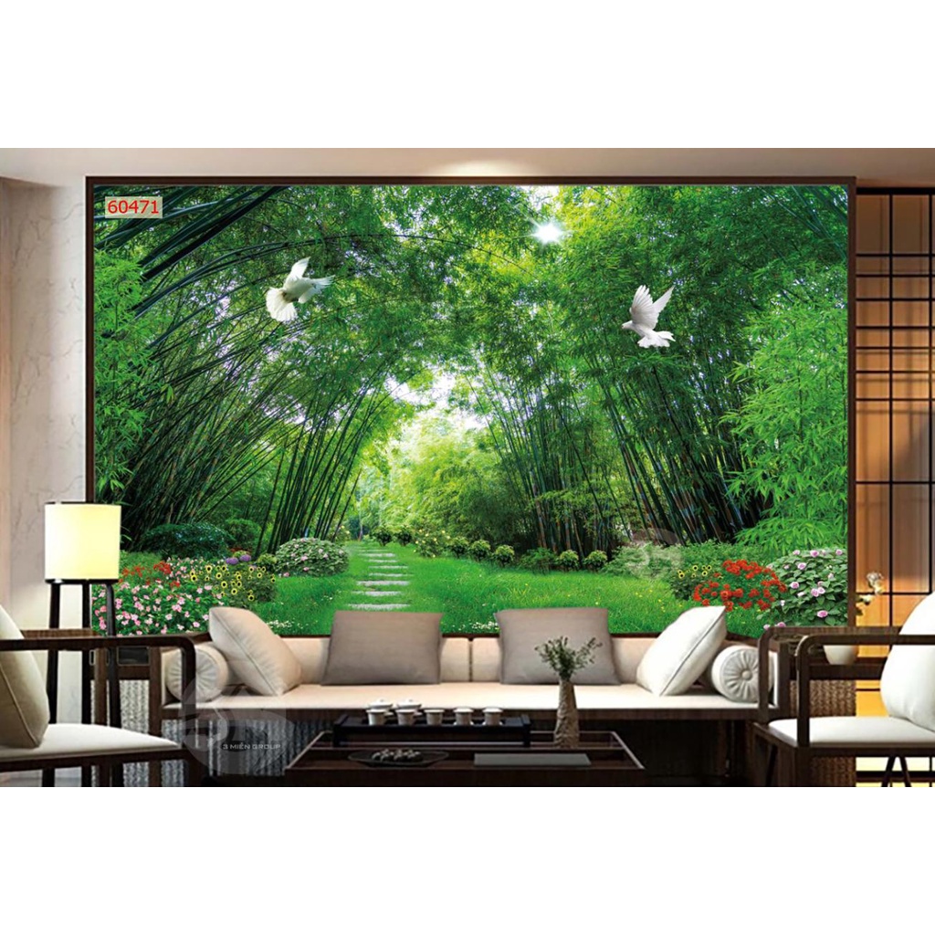 Tranh Dán Tường  Phòng Khách, Rừng Trúc- Màu Sắc Nét,